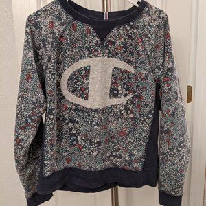 Champion Floral/Navy Sweatshirt Sz Medium